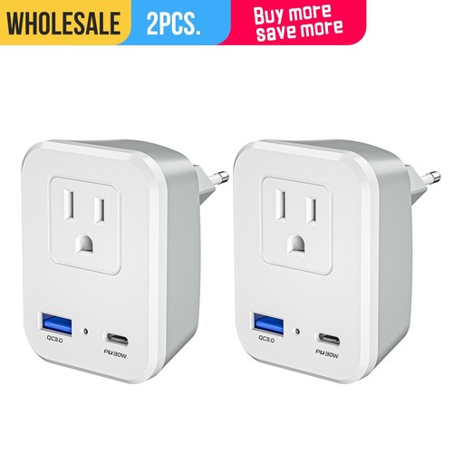 Travel plug adapter - (2pack),